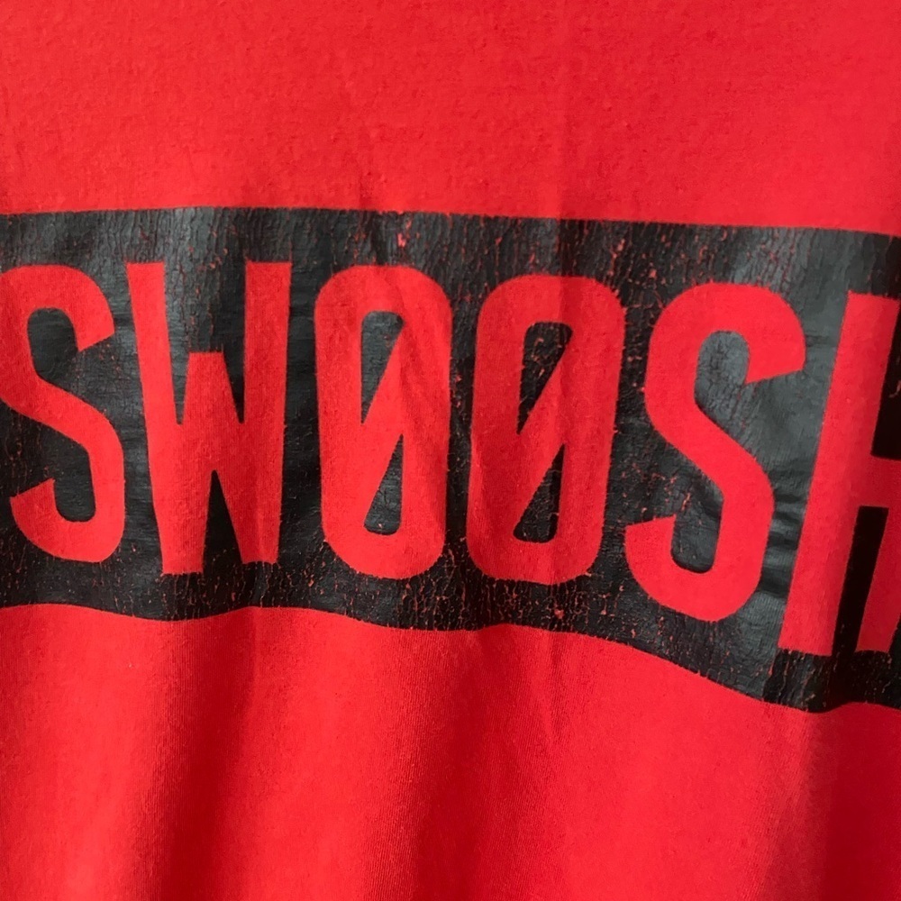 Nike Shirt Men’s Small Red Swoosh Dri Fit Graphic Performance Tee Athletic Cut - Picture 2 of 5